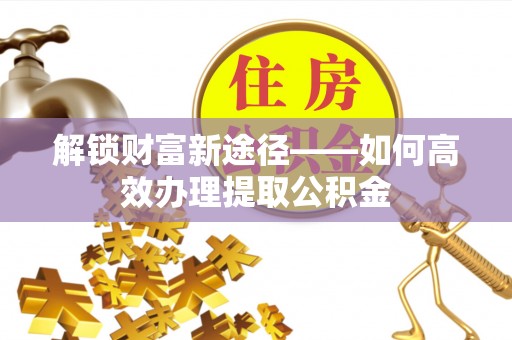 尖石解锁财富新途径——如何高效办理提取公积金