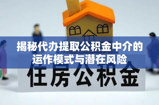 尖石揭秘代办提取公积金中介的运作模式与潜在风险