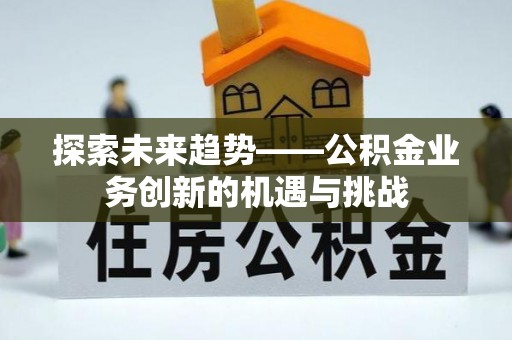 尖石探索未来趋势——公积金业务创新的机遇与挑战
